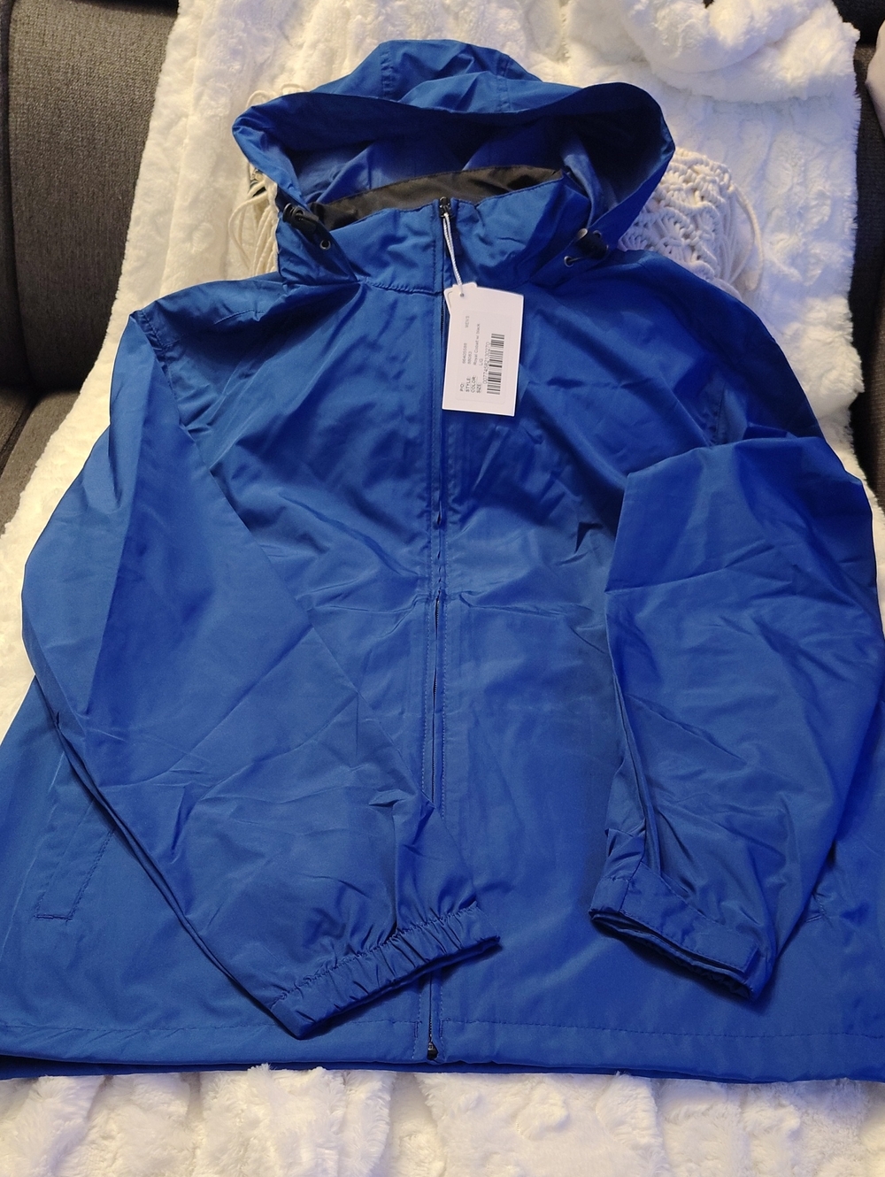 Men's Blue Hooded Windbreaker Jacket